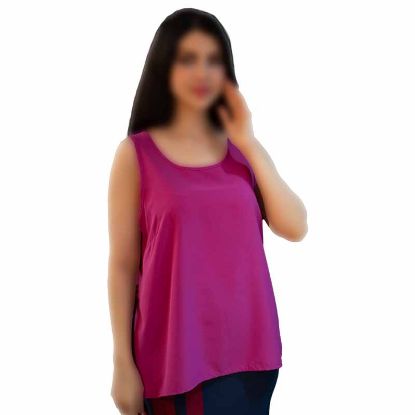 تصویر  تاپ نخی  تک رنگ سرخابی وارداتی